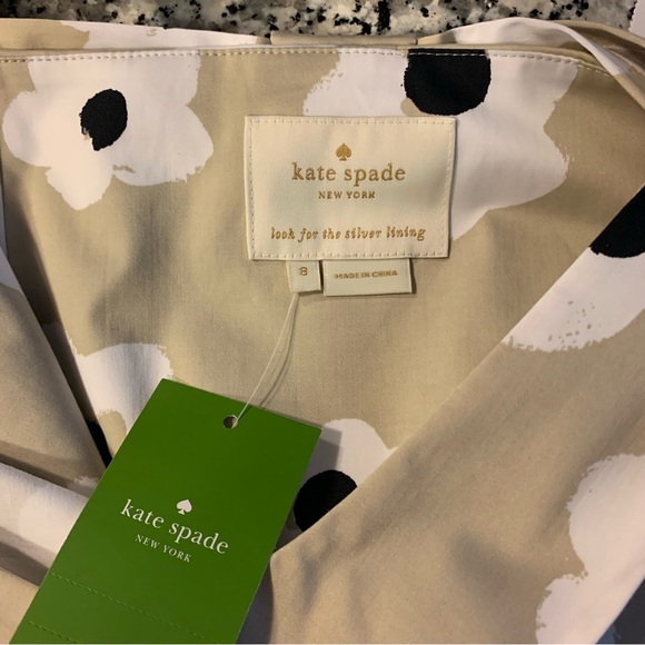 kate spade Beige Floral Midi Dress with White and Black Flowers - Picture 2 of 4